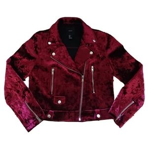 Crushed Velour Motorcycle Jacket Forever 21 WOMEN Size L PUNK ALT GIRL ROCKNROLL